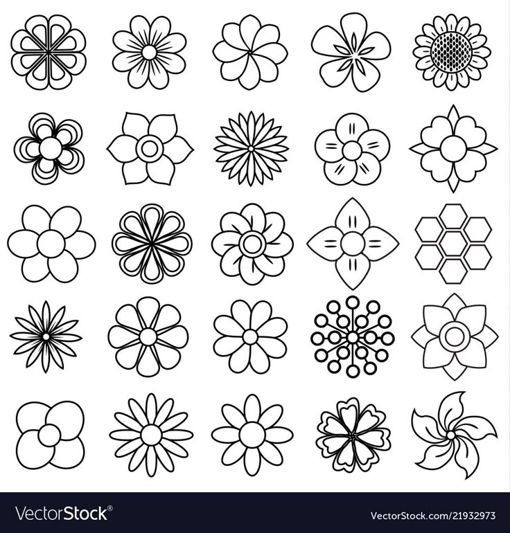 a set of nine different flower designs