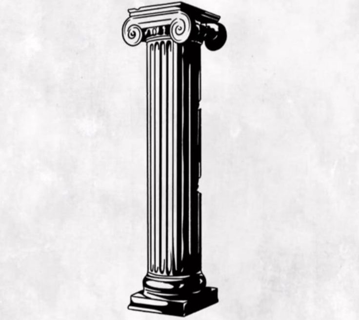 an old drawing of a tall column