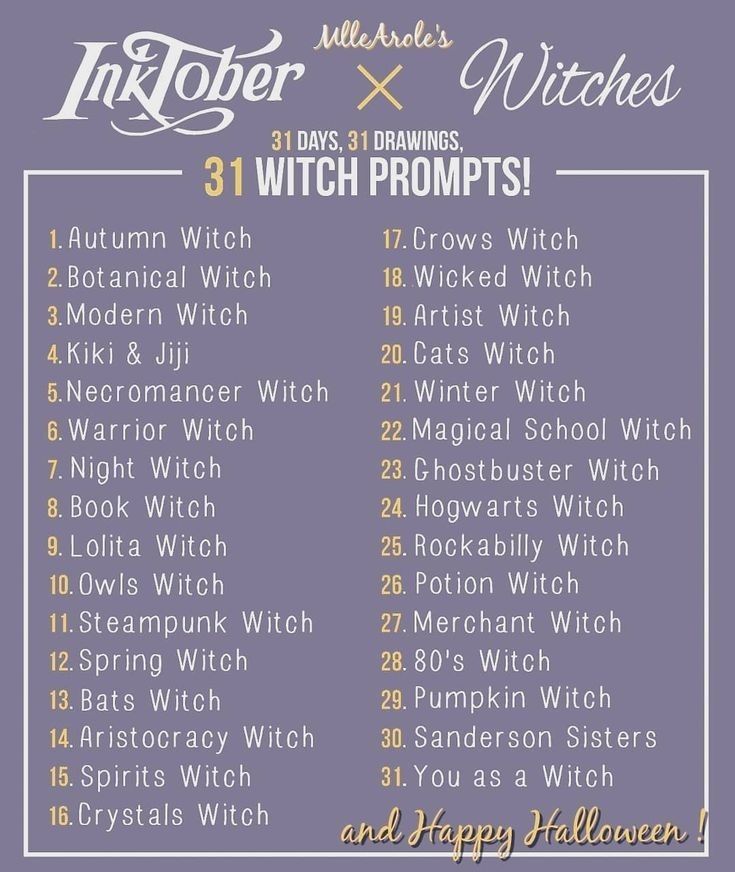 an image of halloween witches list