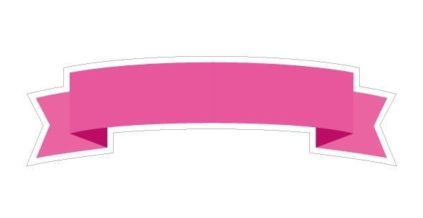 a pink ribbon with a white background