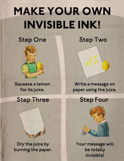 the instructions on how to use invisible ink for children's art projects and crafts