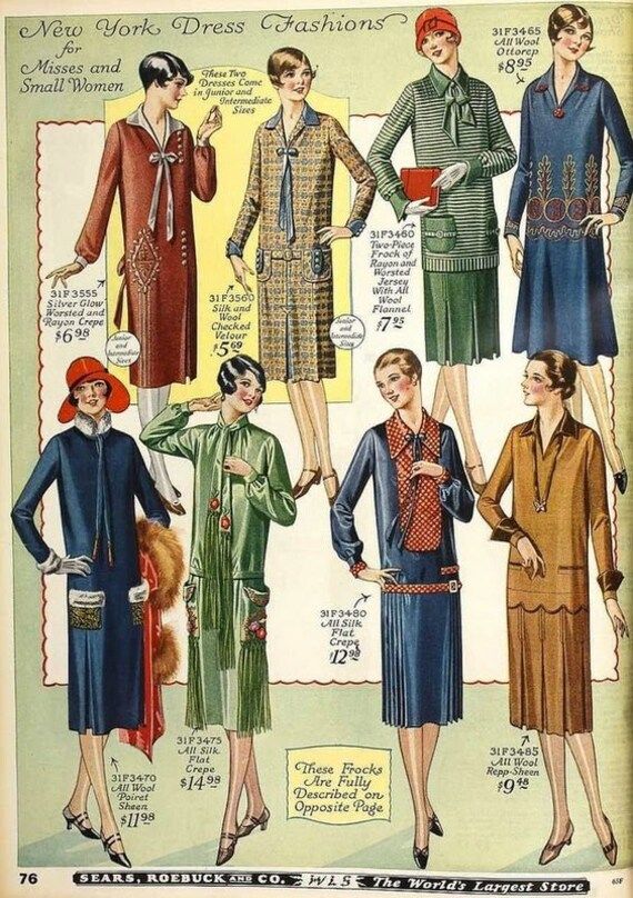 A vintage 1920s Womens Fashions Advertisement of fashions from Sears department store.  Vintage 1920s advertisement Dated c 1920-1929.  Please note that this listing is for a digital download copy of this vintage 1920s clothing advertisement. Agua Florida, 20’s Fashion, 1920 Style, Style Année 20, 1920s Fashion Women, Modern Millie, 1920s Women, 20s Dresses, 1920s Dresses