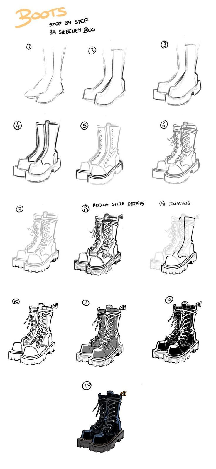 an image of different types of boots and their names on the bottom half of each boot