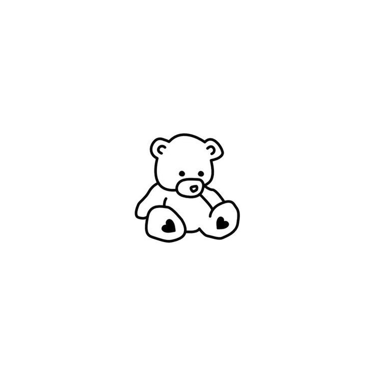 a black and white drawing of a teddy bear