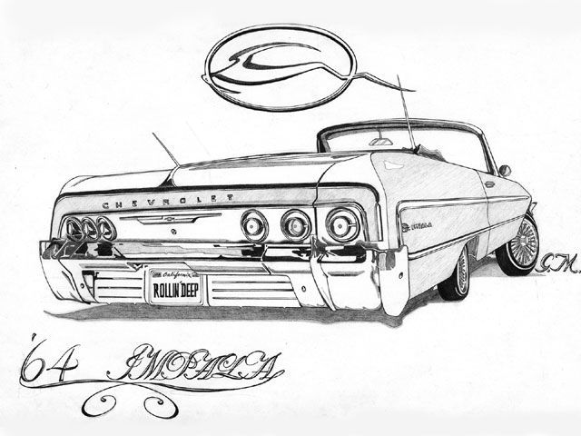 a drawing of an old car with the emblem on it's hood and tail lights