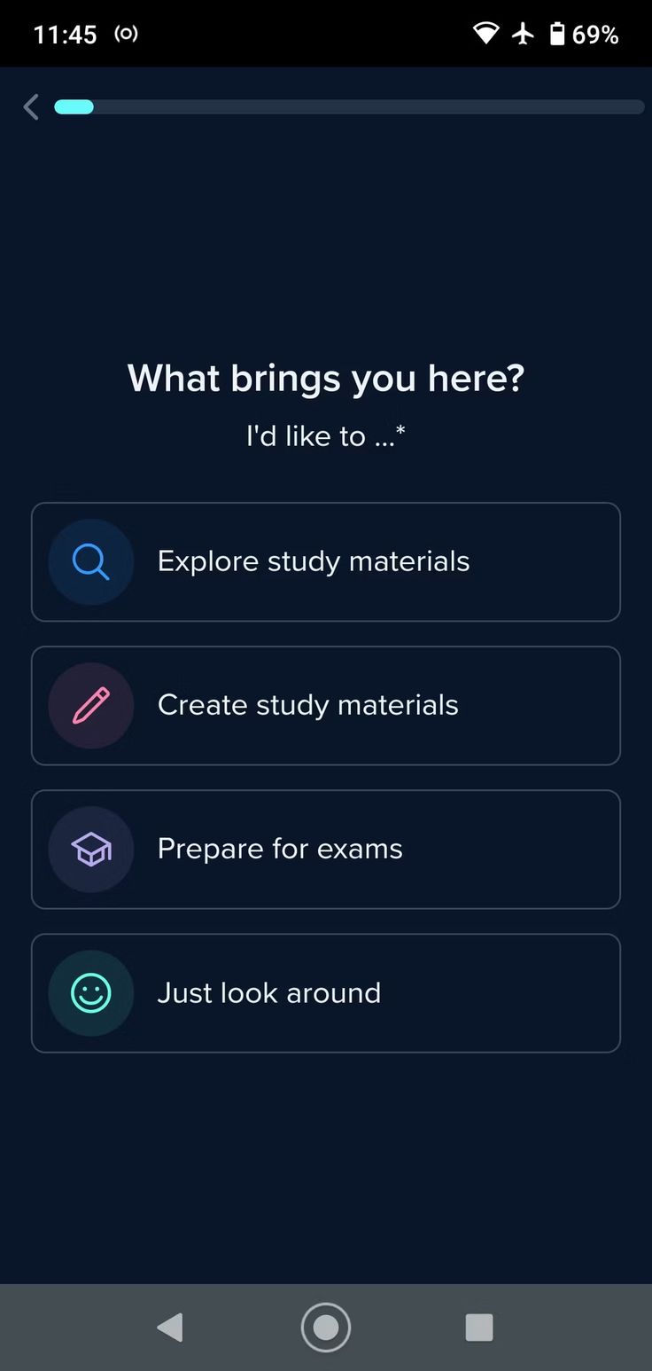 an app showing what things you need to know about the study materials and how they are used