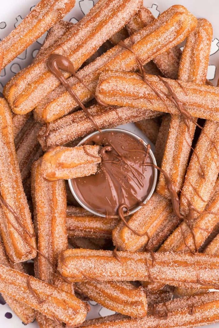 churros with chocolate spread on top