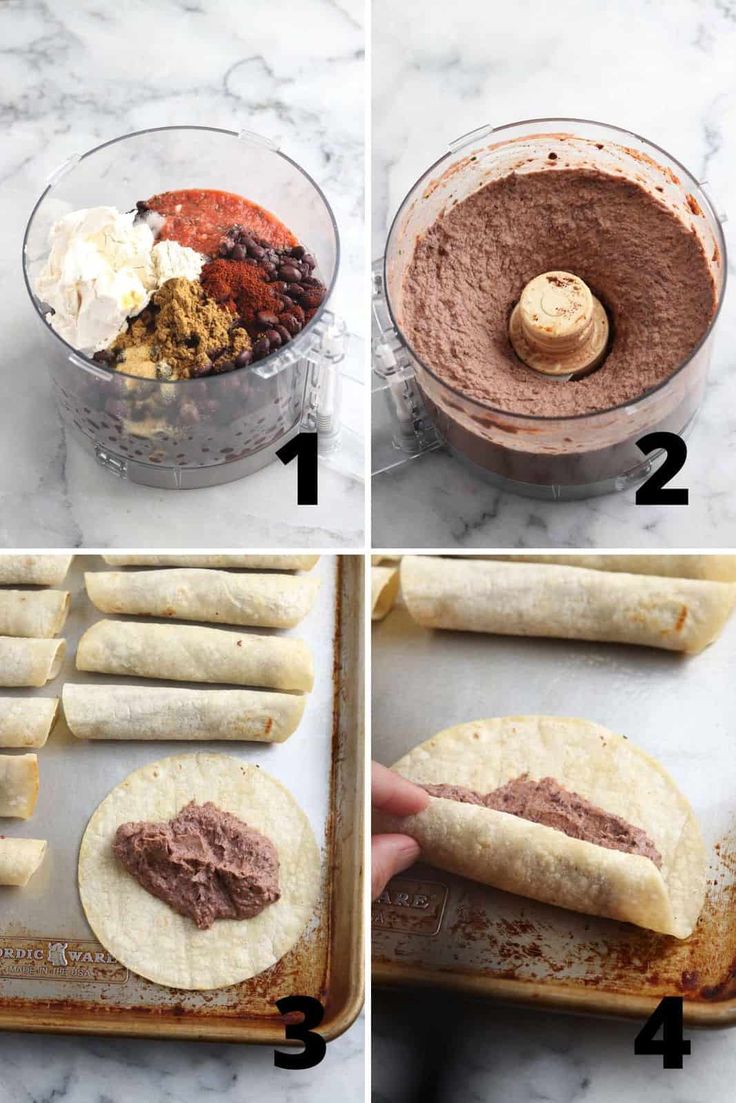 process shots showing how to make chocolate pita bread