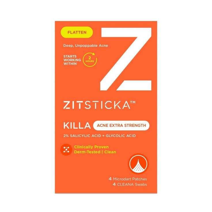 KILLA ACNE Extra Strength patches are 5x stronger and faster acting than other like products. These acne patches are the first microdart acne patch of their kind. With longer, sharper, and more stable microdarts to deliver potent actives to the zit within 2 hours and higher levels of active ingredients with 2% Salicylic Acid to help treat acne by reducing swelling and redness. Each kit comes with 4 KILLA ACNE Extra Strength patches and 4 CLEANA swabs soaked with exfoliating ingredients to prep t How To Heal Blisters, Best Drugstore Sunscreen, Acne Patches, Acne Patch, Acne Overnight, Pimple Patch, Natural Acne, Body Acne, Treat Acne