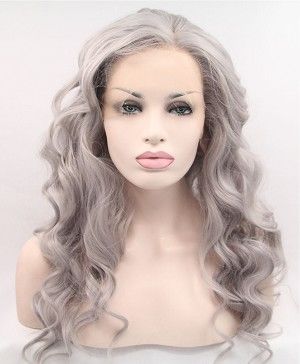 Grey Wavy Wig | NubianPrincessHairShop.com Long Lace Front Wigs, Wig Hairstyles Short, Drag Queen Wigs, Platinum Wigs, Leia Cosplay, Gray Wigs, Hair Extensions Long, Grey Hair Wig, Drag Show