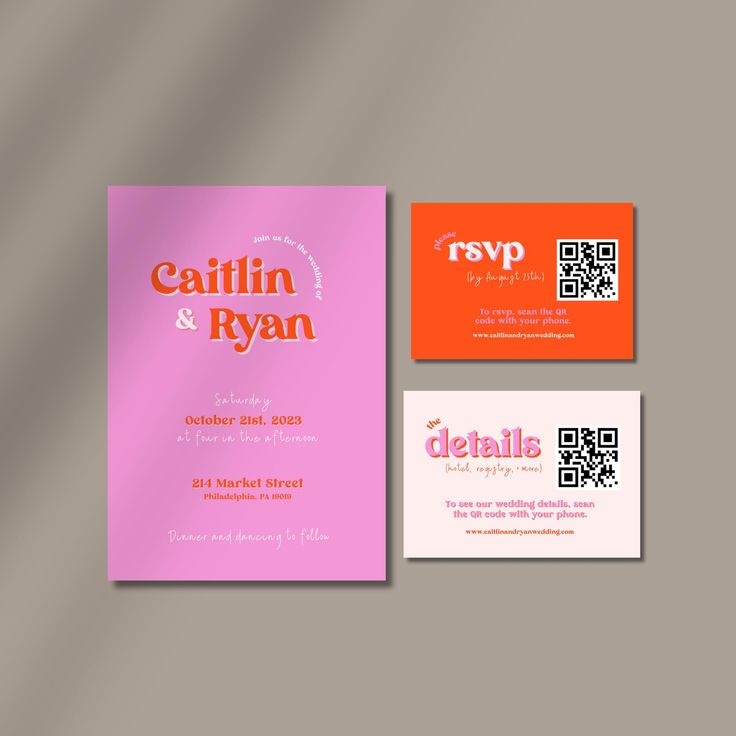 three different business cards with qr code