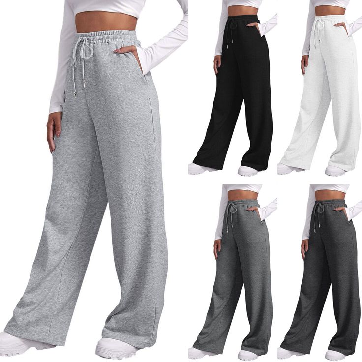 Women’s Fleece Lined Sweatpants Wide Straight Leg Pants Bottom Sweatpants Joggers Pants Workout High Waisted Yoga Pants With Pockets Features: 【Material】Material olyester,lightweight and soft, skin friendly,breathable to wear for spring and Summer and Fall. 【Design】Design Flare out pants,bell bottom,ruffle hem,high waist wide leg pants with elastic smocked waist,tie front design,loose beach cover up or womens pajama pants 【Features】Occasion casual, work, yoga,party,club,daily wear,home,vacation 【Occasion】Casual Loose Style our womens beach pants linen feature with stylish tie waist, elastic, oversized style suits women of all shapes, you can tie a cute bow at the front,make you looks charming and glamorous in this summer! 【Style】This pants is simple, stylish and versatile, suitable for wom Linen Beach Pants, Yoga Pants With Pockets, Womens Pajamas Pants, Wide Leg Sweatpants, Joggers Pants, Fitted Joggers, Fleece Sweatpants, Jogging Pants, Oversized Style