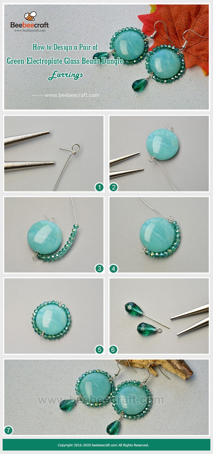 instructions to make beaded earrings with turquoise glass beads