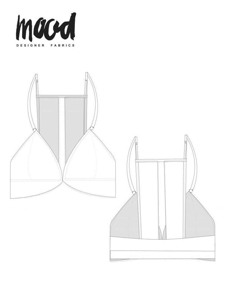 the back and side view of a bra with straps on it, in white paper