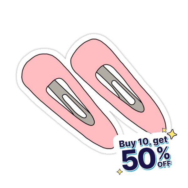 pair of pink skis on white background with 50 % off sale sticker below