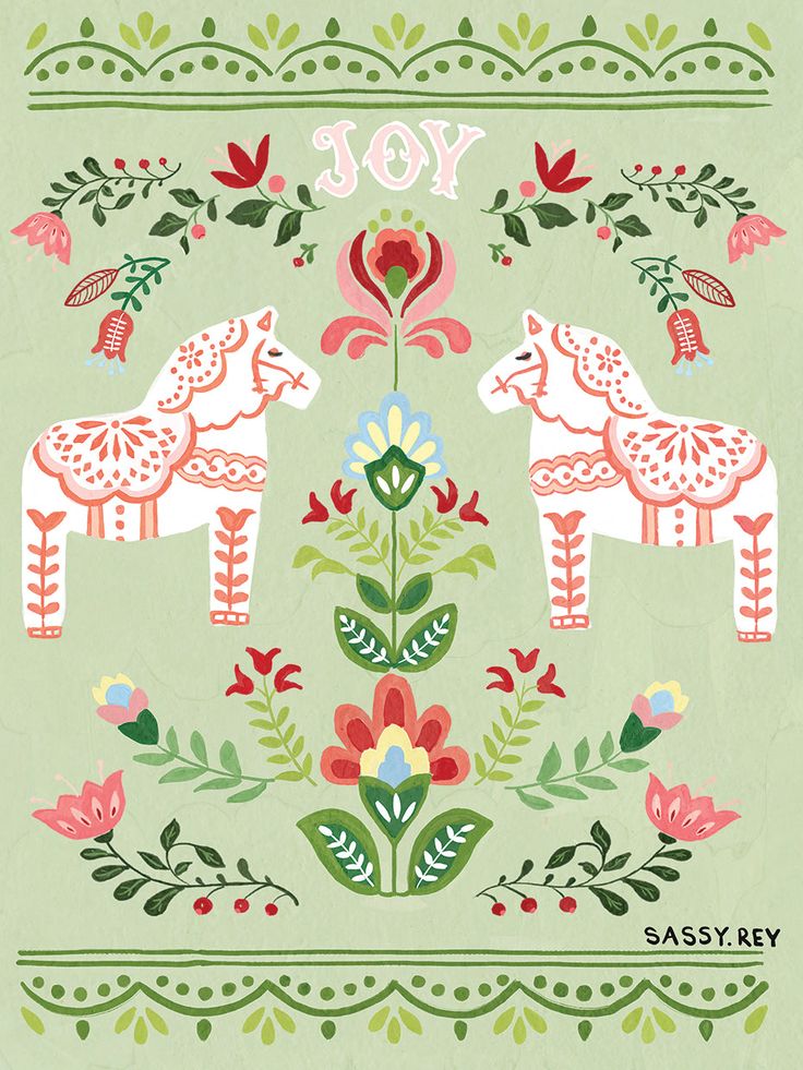 We Print Dala Horse Christmas by Sassy Rey Designs on a bright white canvas using a printing process that covers the entirety of the canvas to ensure the most accurate depiction of the artist’s original work. Expert crafters strive to make each canvas art print the unique masterpiece your home deserves. Our framed wall art is hand-crafted and made to order to give a high quality and professional appearance. Each canvas print has preinstalled D-rings attached to the back of the product to make ha Swedish Arts And Crafts, Dala Horse Design, Dala Horse Painting, Diy Dala Horse, Dala Horse Art, Christmas Folk Art Painting, Folk Christmas Art, Hand Painted Doors, Scandinavian Christmas Illustration