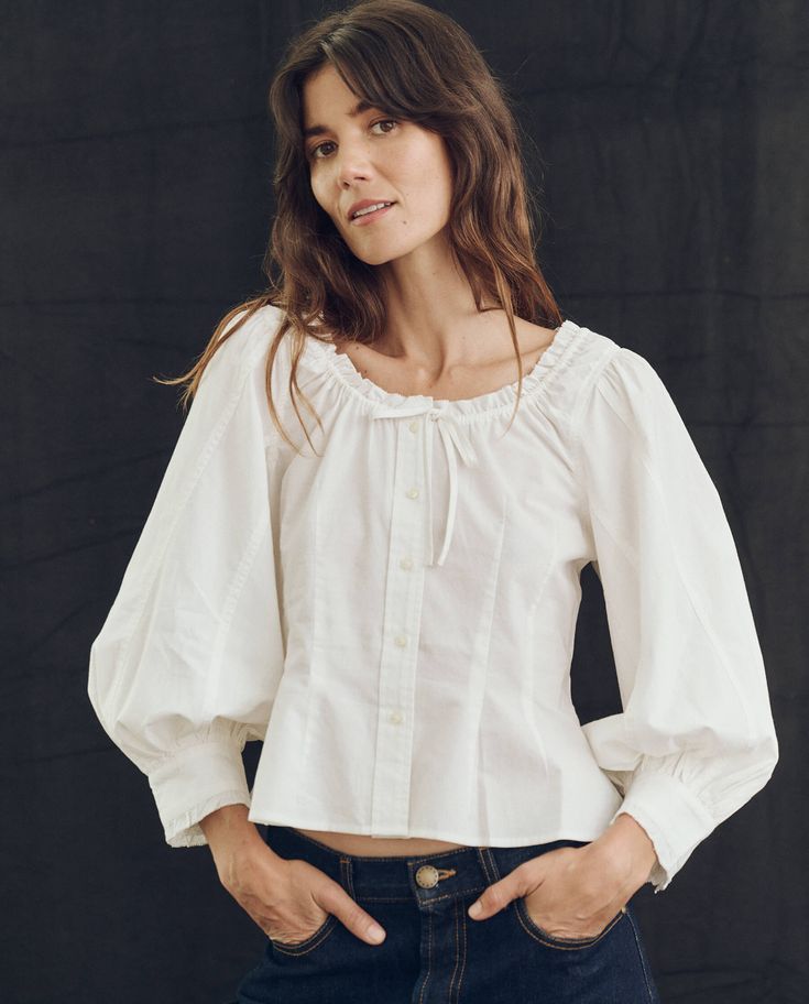 We’re loving vintage Victorian whites this season. The Haven Top, crafted from crisp poplin shirting, boasts a scoop neckline, front button placket with delicate shirting buttons, and romantic billow sleeves featuring paneled seaming and a tailored shirt cuff trimmed with cotton lace. 100% Cotton Machine Wash Cold, Tumble Dry Low Import Feminine Tops, Shirt Cuff, School Shopping, Vintage Victorian, White Blouse, Cotton Lace, Cancun, Vivienne Westwood, Look Fashion