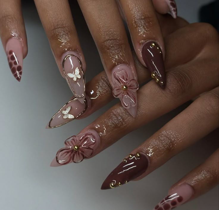 Brown Acrylic Nails, Designs For Short Nails, Nails Brown, Summery Nails, Girly Acrylic Nails, French Tip Acrylic Nails, Classy Acrylic Nails, Pretty Gel Nails, Unique Acrylic Nails