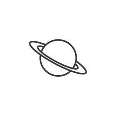 the saturn icon is shown in black and white, with a line drawing on it