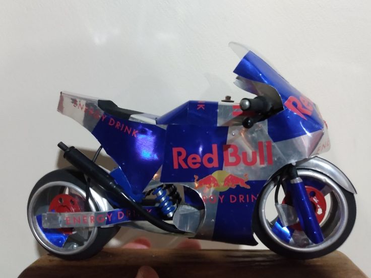 a red bull motorcycle model is on display