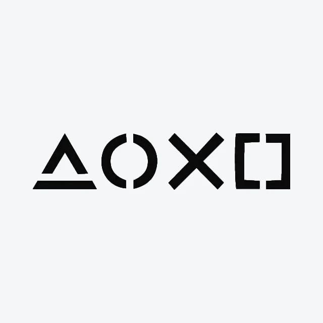 the letters are black and white, with an xo symbol in front of them