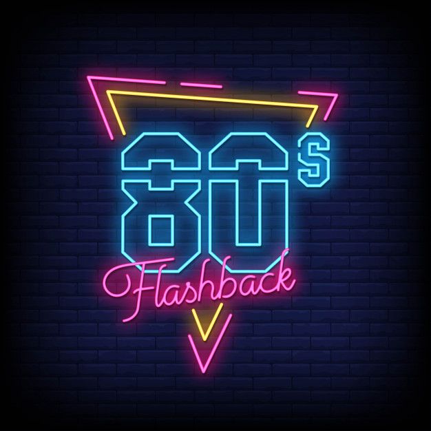 a neon sign that says 80's flash back