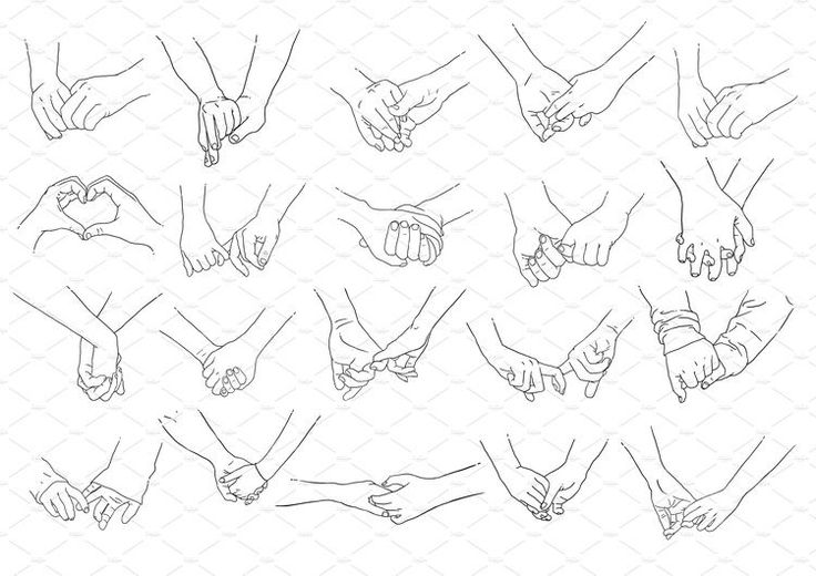 several hands holding each other in different positions