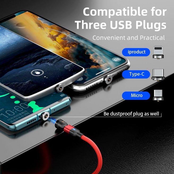 an image of two phones connected to each other with the text compatible for three usb plugs convenient and practical