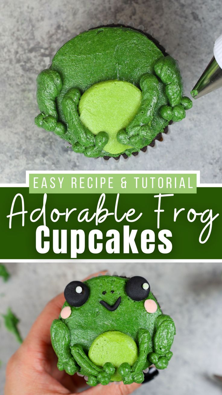 the frog cupcakes are ready to be eaten