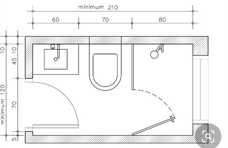 a drawing of a bathroom with a toilet, sink and bathtub in the center