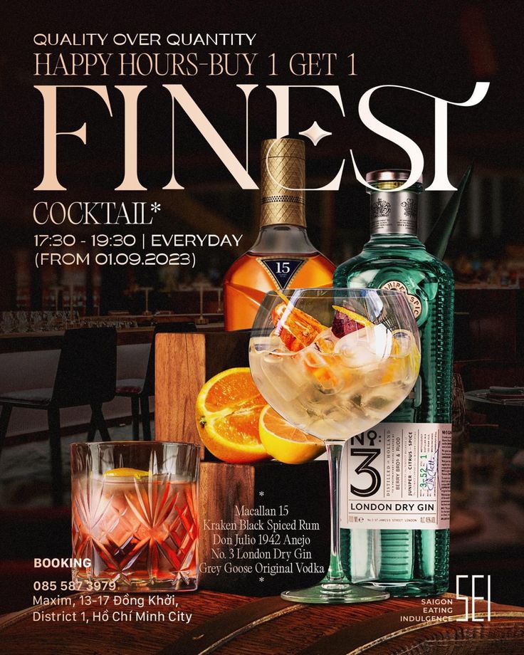 an advertisement for a cocktail bar with drinks