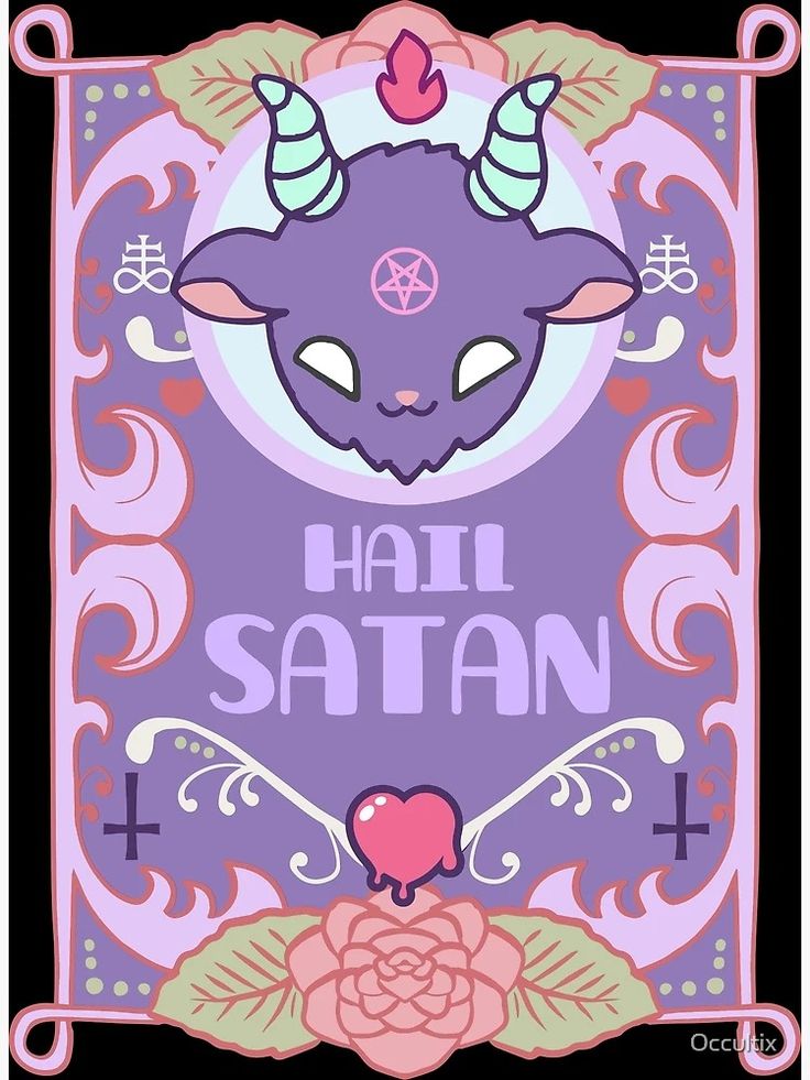 "Hail Satan Kawaii Baphomet" Poster for Sale by Occultix | Redbubble Pastel Punk Aesthetics, Cute Satanic Wallpaper, Kawaii Baphomet, Kawaii Skeleton, Bubblegum Goth, Pastel Punk, Easy Pixel Art, Dark Art Illustrations, Creepy Cute