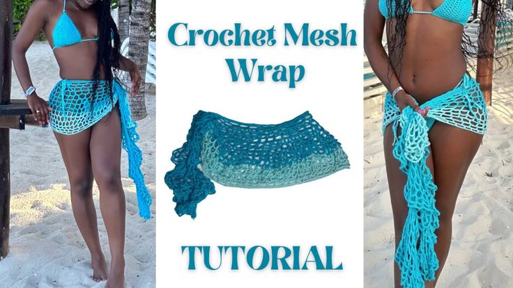 How to Crochet a Mesh Cover Up Skirt | Crochet Mesh Cover Up Wrap Tutorial Easy Step by Step Pattern Crochet Mesh Skirt Cover Up, Crochet Beach Cover Up Pattern Free, Crochet Mesh Skirt, Crochet Wrap Skirt, Crochet Swimsuit Coverup, Knit Fashion Pattern, Cover Up Pattern, Crochet Sets, Wrap Tutorial