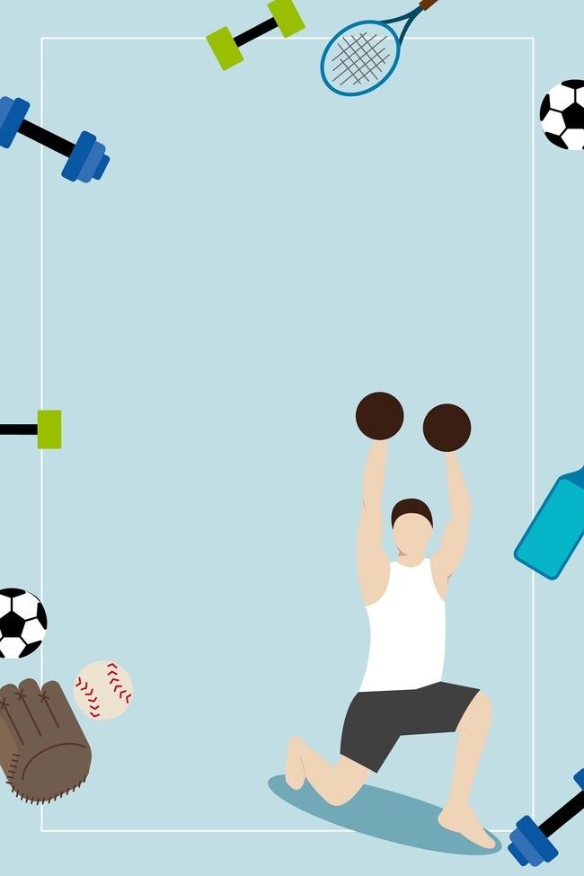 a man is doing exercises with dumbbells and other sports related items in the background