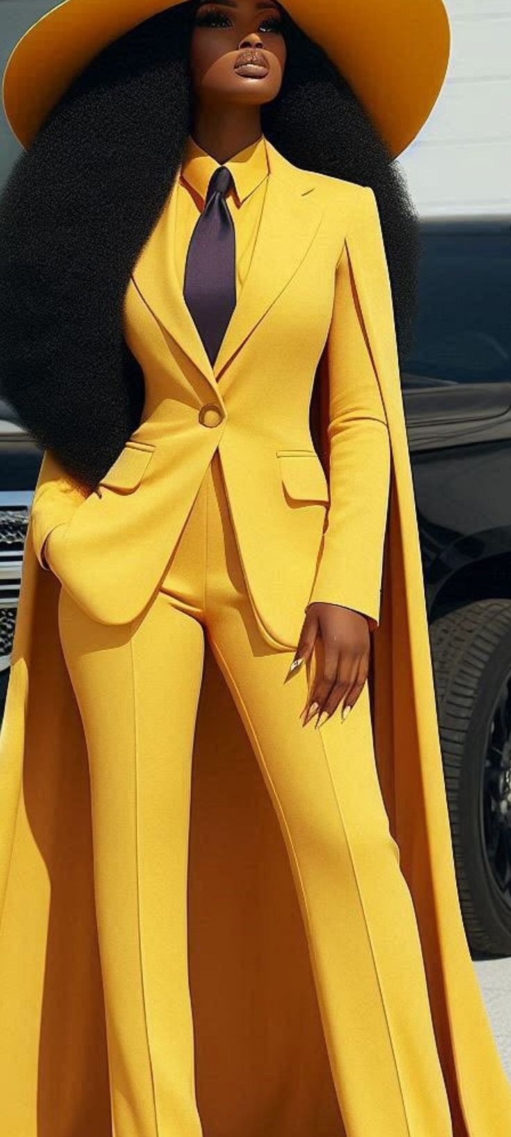 Yellow Suit Aesthetic, Yellow Women Suit, Elegant Yellow Unstitched Suit, Suits With Hats, Luxury Yellow Unstitched Suit For Women, Luxury Tailored Yellow Suit, Yellow Suits, Suit Photoshoot, Female Suits