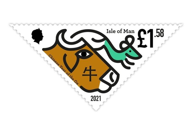 a postage stamp with an image of a bull on it's face and the words isle of man