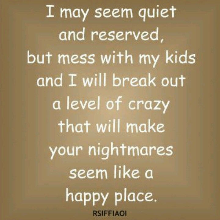 a poem that says i may seem quiet and reserved but mess with my kids and i will break out a level of crazy that will make your nightmares seem like a happy place