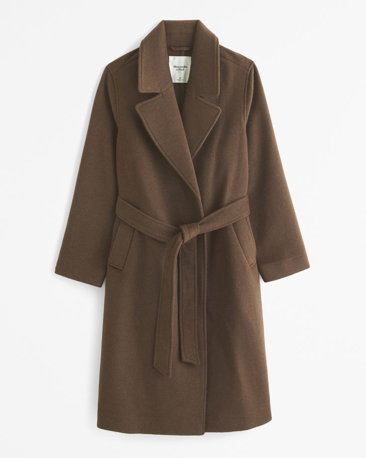 Women's Double-Cloth Belted Wool-Blend Coat | Women's Coats & Jackets | Abercrombie.com Wool Jacket Outfit, Europe Winter Outfits, London Winter Outfits, Brown Wool Coat, Lady Jacket, Nyc Outfits, Clothes Fall, Fashion Diary, Capsule Closet