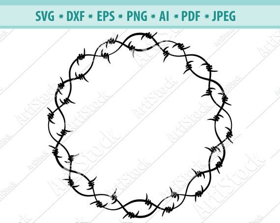 Barbed Wire Wreath Cut Files, Barbed Wire Wreath Svg, Barbed Wire ...