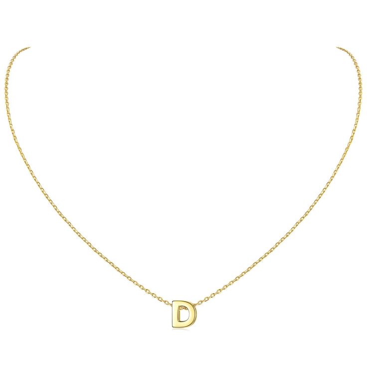 PRICES MAY VARY. CLASSIC FASHION NECKLACE -- This small letter necklace look very elegant with sweet and special design, beautiful for everyday wear or special occasion. If you have a "D" on your first name or last name, or it represents a special someone in your life, just buy this meaningful monogram necklace. STERLING SILVER NECKLACE -- Hypoallergenic 14k gold plated sterling silver, passed strict skin test grants allergy free, nickel-free, these tiny initial necklaces are safe for skin. NECK D Initial Necklace, Staple Necklace, Sterling Silver Initial Necklace, Letter Jewelry, Sterling Silver Initial, Initial Pendant Necklace, Small Letters, Monogram Necklace, Initial Pendant