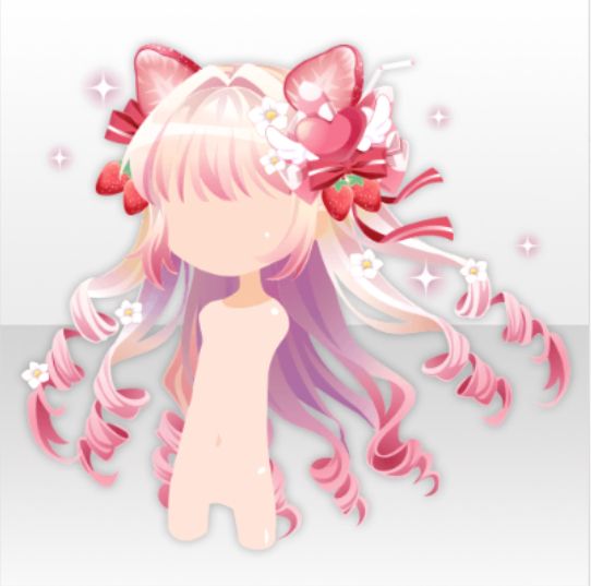 a girl with pink hair and flowers in her hair