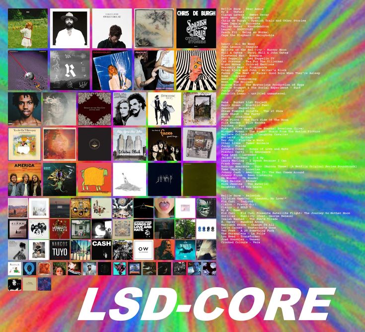 the cover art for l s d - core's album, which features colorful images and