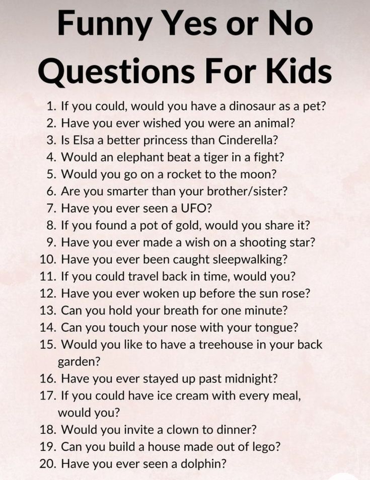 a poster with the words funny yes or no questions for kids written in black and white