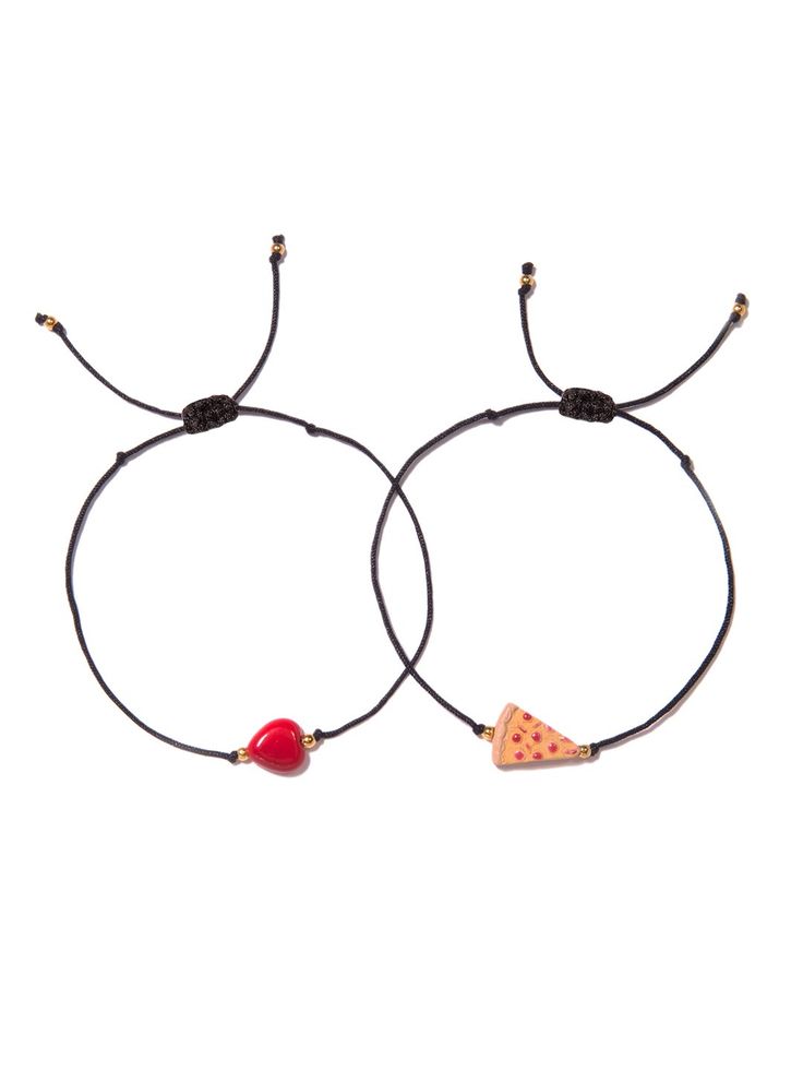 A Pizza Partay in Our Hearts! Always and Forever. Set of two 5" Adjustable black thread bracelets (one for you, one for your bestie!) Drawstring closure (extendable up to 10") Gold plated brass hardware Ceramic charms Handmade in New York City. Due to the handmade nature of our products, some charms may vary in color and style or be replaced if unavailable. Please allow 5-7 business days for production. A Pizza My Heart, Pizza My Heart, Ceramic Charms, Thread Bracelets, Black Thread, A Pizza, Always And Forever, Heart Bracelet, Brass Hardware