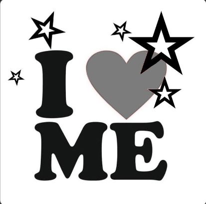 i love me sticker with stars and a heart in the center on a white background