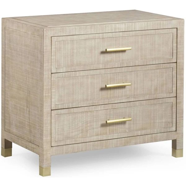 an image of a chest of drawers with gold handles on the bottom and two sides