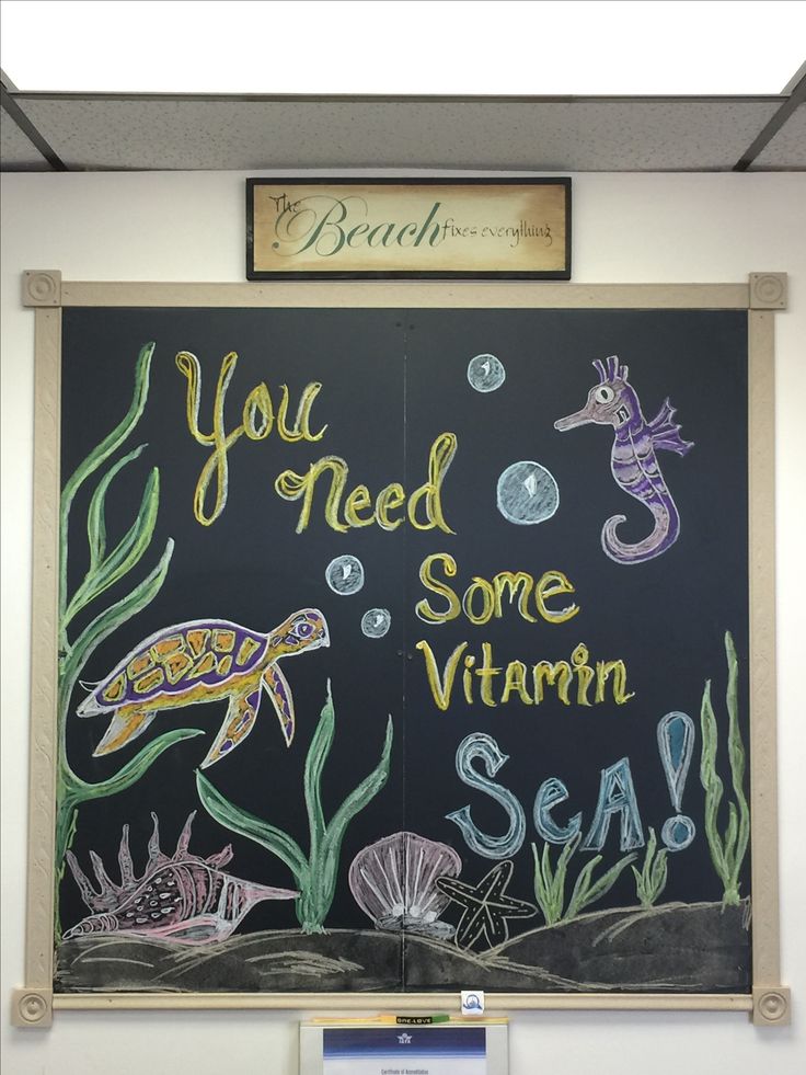 a chalkboard with sea animals and words written on it that says you need some vitamin salt