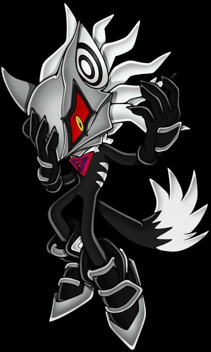 an image of a cartoon character in black and white with red eyes, holding his hands out