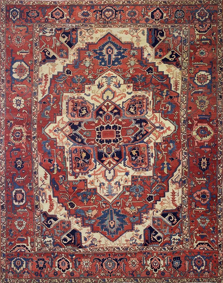 19th Century N.W. Persian Serapi Carpet ( 11'8" x 14' - 356 x 434 ) Rugs And Carpet, Persian Rug, Rugs On Carpet, 19th Century, Persian, Carpet, Rug, Wool, For Sale