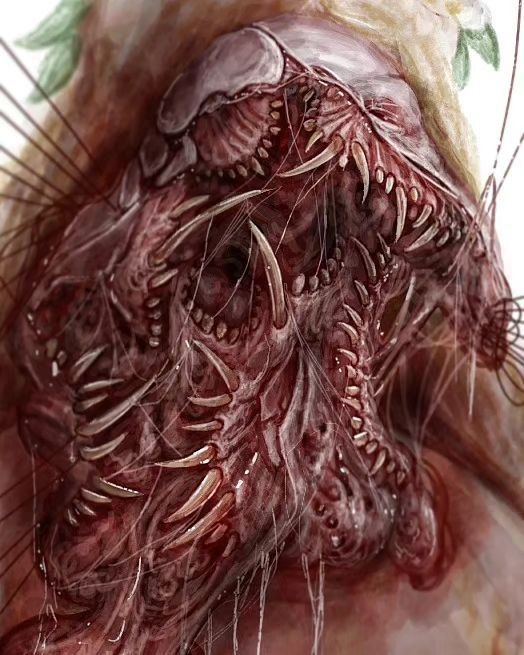 an image of the inside of a person's head with blood all over it